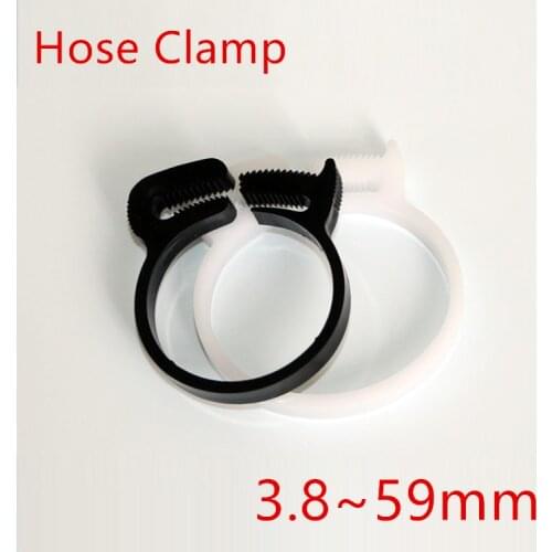 5pcs Hose Clamp 3.8~59mm Plastic Line Water Pipe Strong Clip Spring Hoops Fuel Air Tube Fitting Fastener Fixed Tool White Black