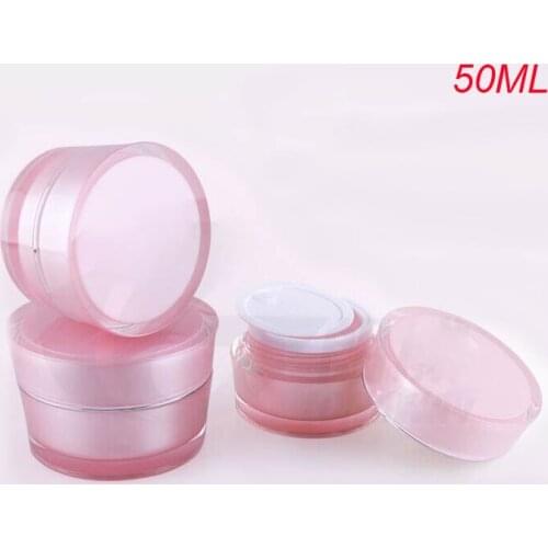 50g PINK acrylic cone-shape cream jar with silver line cosmetic container cream jar Cosmetic Packaging Cosmetic Jar