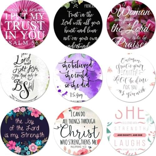58mm bible verses Flower Pattern Badge Brooch Pin Accessories For Clothes Backpack Decoration gift