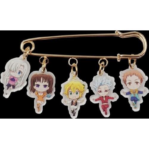 Korean Style Acrylic Anime Cartoon The Seven Deadly Sins Brooch Overcoat Bag Swearter Badge Classic Office Casual Trendy Gift