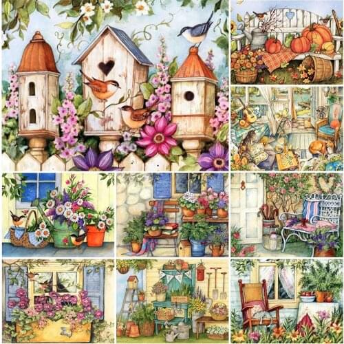 5D DIY Diamond Embroidery Landscape Garden Full Diamond Painting Kits Mosaic Cross Stitch Handmade Art Gift Home Decoration