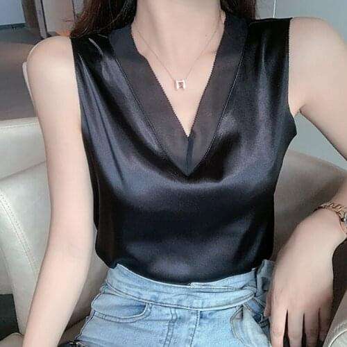 Satin Plus Size Women Camisole 2020 Lace Summer Style Solid Sexy Sleeveless Vest Loose Tank Tops Roupas Femininas Black White