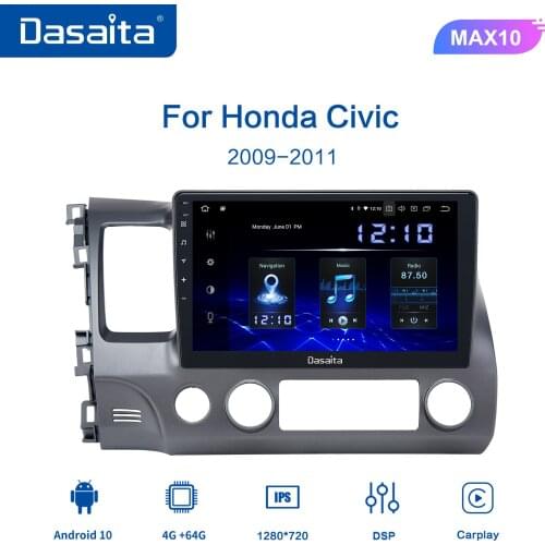 Dasaita for Honda Civic 2009 2010 2011 Car Radio 1Din GPS Navigation with Android 10.2" IPS Carplay On board Computer Multimedia