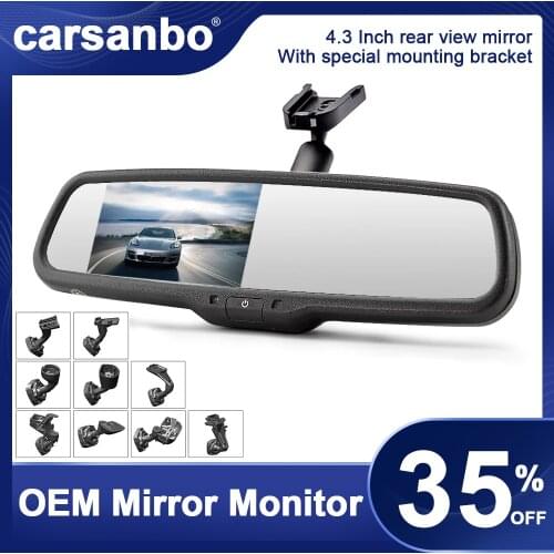 4.3 Inch Video Monitor Camera Car Rearview Mirror Parking Monitor With Bracket TFT LCD Color Screen Driving Recorder