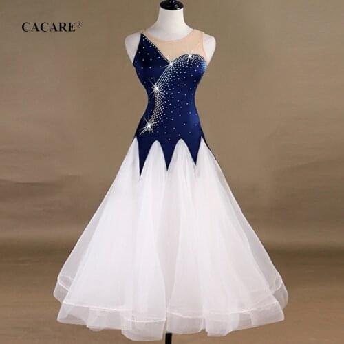 Ballroom Waltz Dresses Dance Competition Dresses Ballroom Dress Standard Customized Size D0386 Long Sleeve Big Sheer Hem