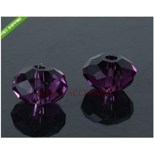Free Shipping 140pcs 8MM Crystal Glass Beads Deep Violet Color Faceted Rondelle Beads For Jewelry Making Cute Bracelet DIY Beads