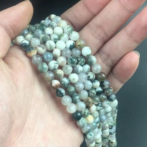 Natural Tree Agates Stone Beads Round Loose Spacer Beads For Jewelry Making DIY Bracelet Earrings Accessories 15'' 4/6/8/10/12mm