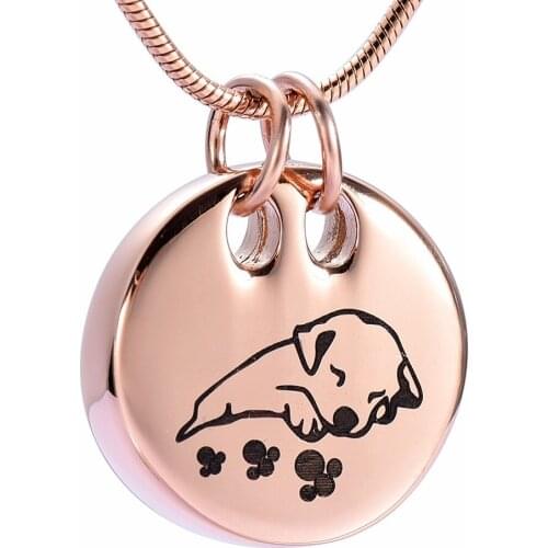 Cute Sleep Dog Stainless Steel Cremation Keepsake Urn Pendant for Loved Jewelry Pet Ashes Holder