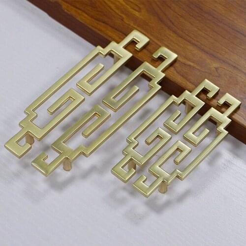 European Brass Cabinet Handles Chinese Furniture Handle Drawer Knobs Kitchen Wardrobe Door Pulls Cupboard Pulls Hardware 1PCS