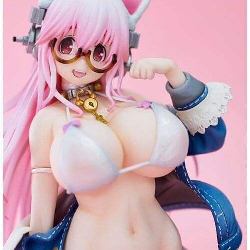 Kawaii SuperSonico Virtual Idol Japan Anime Figure PVC Toy Cute White Cat Bikini Sexy Doll Room Decor Toy Birthday Gift for Boy