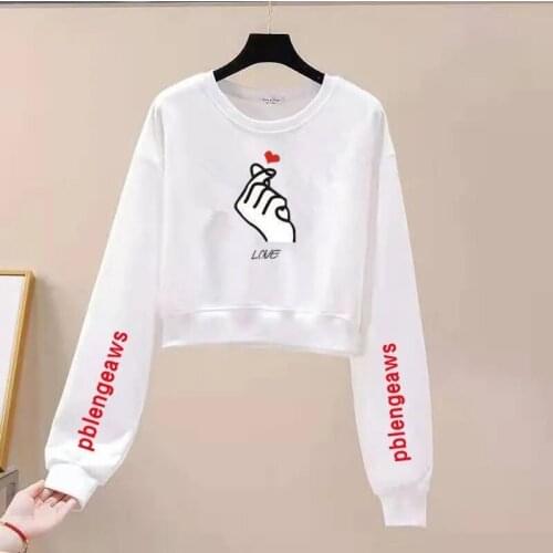 Korean Version Of Pure Cotton Long-Sleeved Short-Print T-Shirt WomenS Large Size WomenS Loose White Shirt Early Autumn