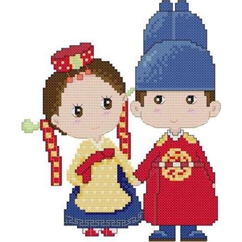 Korean wedding wedding couple gift cross-stitch printed cloth 11CT 14CT 18CT DIY handmade material pack