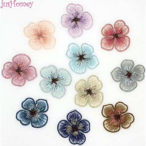 40PCS/lot Embroidery Lace Four Petals Appliques Gradient Translucent Single layer for Hair accessories,Garment Embellishment