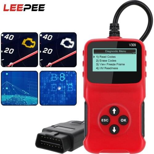 LEEPEE ELM 327 V309 Car Diagnostic Tool OBD2 Code Reader Scanner OBDII Digital Display Auto Accessories