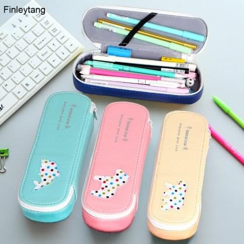 Cute PU Pencil Case Animal Kawaii Creative Pencil Bag School Supplies Study Office Stationery Student Gifts Horse Pencil Box