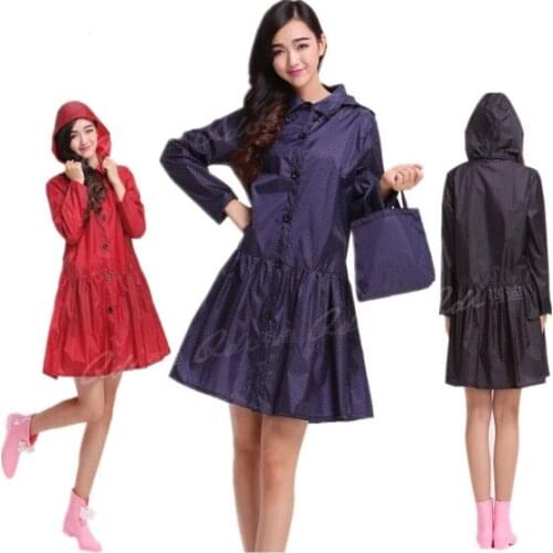 Fashion Personality Women One Piece Dress Style Raincoat Outdoor Waterproof Adult Poncho Ladies Rainwear