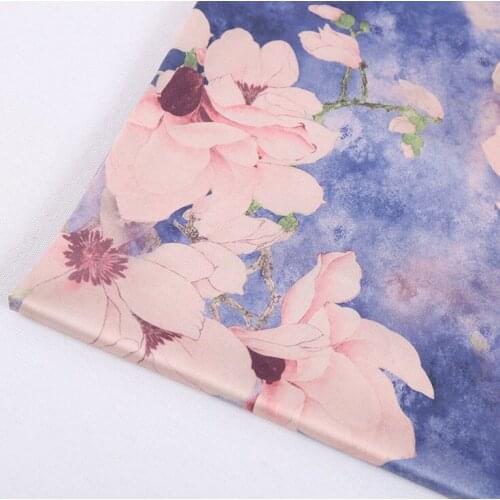 Mylb flowers satin print cloth soft polyester charmeuse vintage fabric