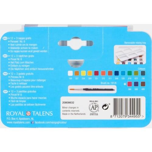 Talens Watercolor 12 Pieces Professional Van Gogh Watercolor Block Note Set Watercolor 12 Pieces Professional Van Gogh Watercolo