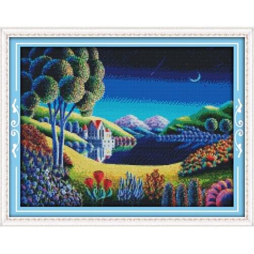Fantastic scenery(1) Cotton Scenic Cross stitch kits Set 11CT Accurate Printed Embroidery DIY Handmade Needlework Home Decor