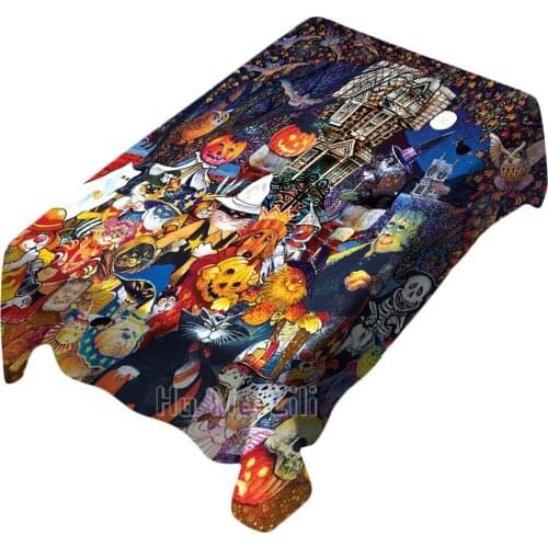 Halloween Night Ghost Pumpkin Autumn Haunted House Fun Map Tapestry Interior Art Deco Wall