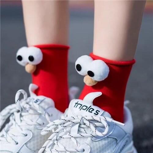 Funny Socks Womens Short Cotton Hot Sale 3D eyes Designer Fashion Amusing Lovely Harajuku kawaii Gift Happy Cute Socks