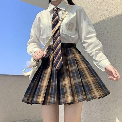 JK new uniform lattice skirt female student college style skirt Japanese pleated skirt short skirt skirt jeans denim houndstooth
