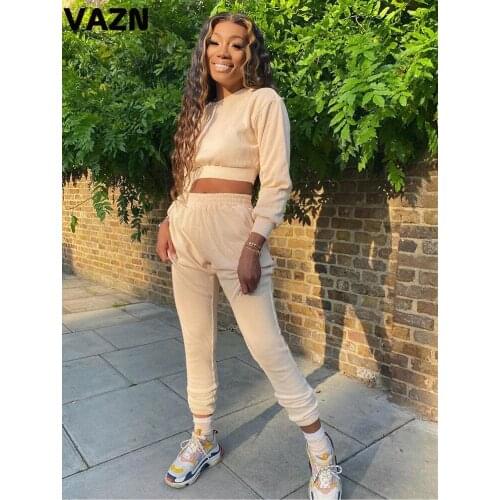 VAZN 2020 New Young Energetic Sport Running Casual Outfits Tracksuits Sexy Full Sleeve Full Pants Set