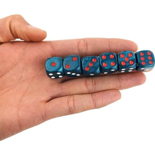 New 6PCS Acrylic Dice 16mm Round Corner Marble effect Dice Set Blue Dice Table Games D6 High-quality Plastic Product