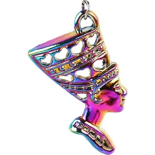10pcs Rainbow Color Alloy vintage Pyramid Ancient Egyptian Pharaoh head hat Pendant charms for Necklace Egyptian Fatima jewelry