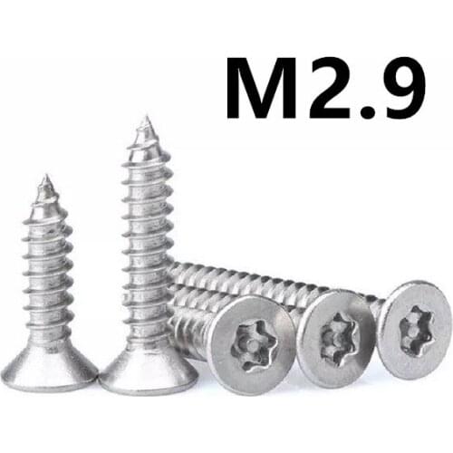 100PCS M2.9x6.5/9.5/13/25mm GB2670.2 Stainless steel countersunk head torx with pin screw anti theft safety Self-tapping Screws