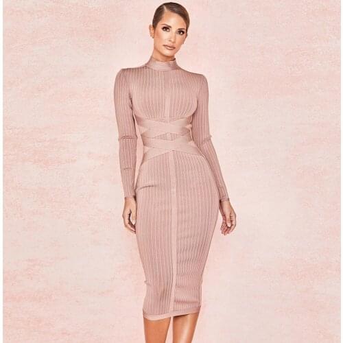 Sexy Women Bandage Dress 2020 Summer Autumn Long Sleeve Bodycon Dress Fashion High Club Sheath Dresses