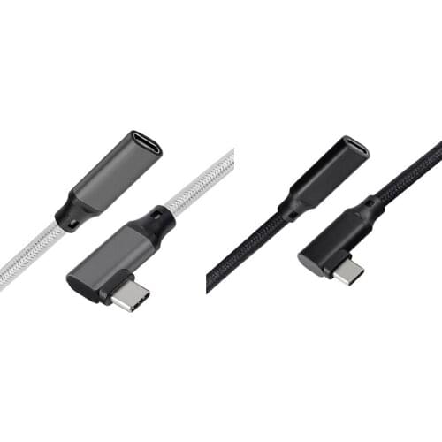 Type-C Extension Cord,2 Meter 90 Degree Type C Quick Charge Male to USB-C Female 90 Degree Extension Data Cord