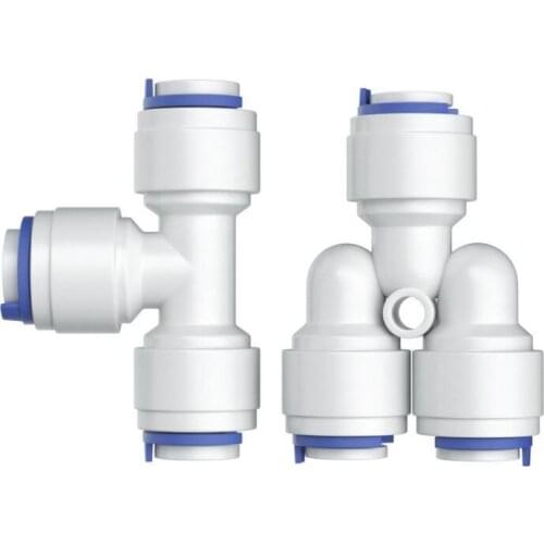 Tee Type RO Water Fitting Male Female Thread Quick Connection 1/4 3/8 POM Hose PE Pipe Connector Water Filter Parts