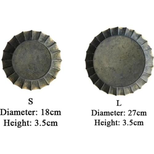 Unique Floral Rim Handcrafted Vintage Antique Metal Tray Ribboned Round Iron Tray Rustic Retro Tray For Home-ABUX