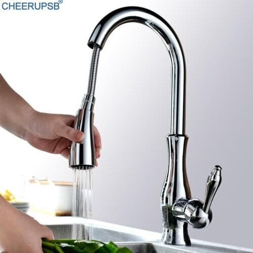 Pull Out Kitchen Faucet Bronze Black Stream Sprayer Water Crane Hot Cold Mixer Tap 360 Rotation Sink Faucet Deck Mounted Taps K9