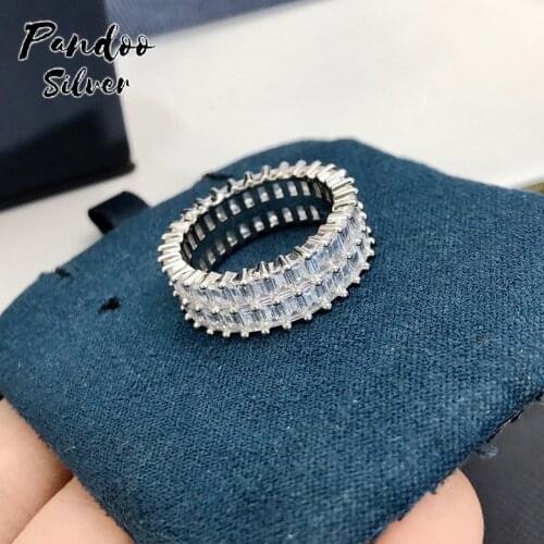 High Quality S925 Sterling Silver Jewelry 1:1 Copy,Silver Eclat Bold Ring Paved Zirconia Stone For Women Party GiFT With Logo