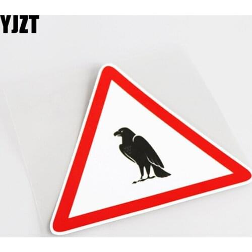 YJZT 14.5CM*12.5CM Novelty Warning Mark Eagle Decal PVC Car Sticker 13-0775