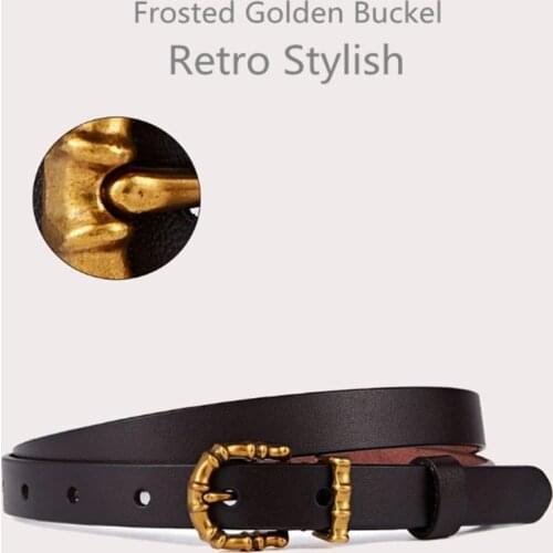 Retro Classic Style Female Genuine Leather Belts For Women Jeans Dress Waist Strap Golden Pin Buckle Casual Cummerbunds Width1.8
