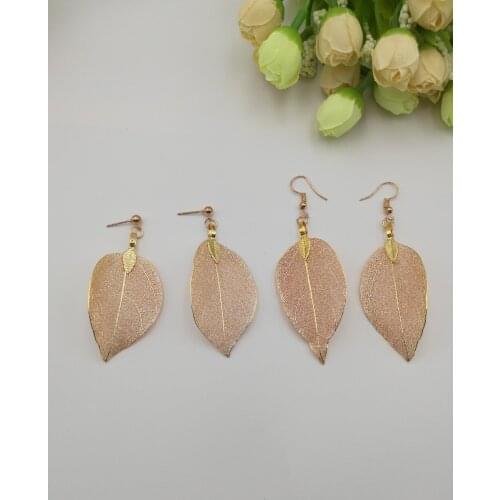 New Korean Fashion Unique Natural Real Leaves Earrings For Women Tree Leaf Charms Earring Bijoux Party Wedding Jewelry Gift