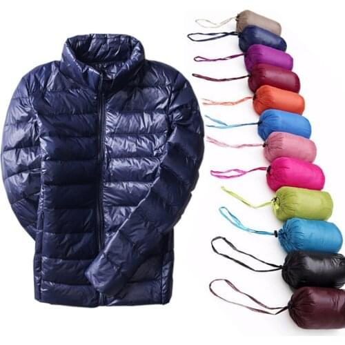 Women Spring Autumn Coat New Fashion 90% White Duck Down Jacket Ultralight Portable Slim Warm Jackets Coat Parkas Plus Size