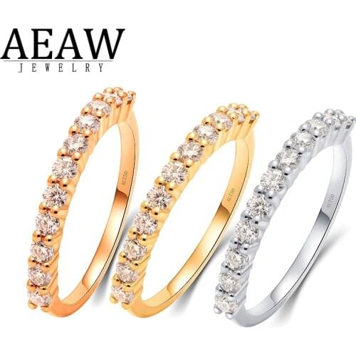 AEAW 585 14K 10K Rose Gold Bubble Ring for Women Moissanite Solitaire Ring Matching Half Eternity Wedding Band Engagement