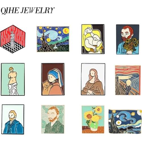Painting Pins Collection Artwork Brooch Vincent van Gogh Badges Venus de Milo Famouns Oil Paitings Enamel pin Gifts for Artist