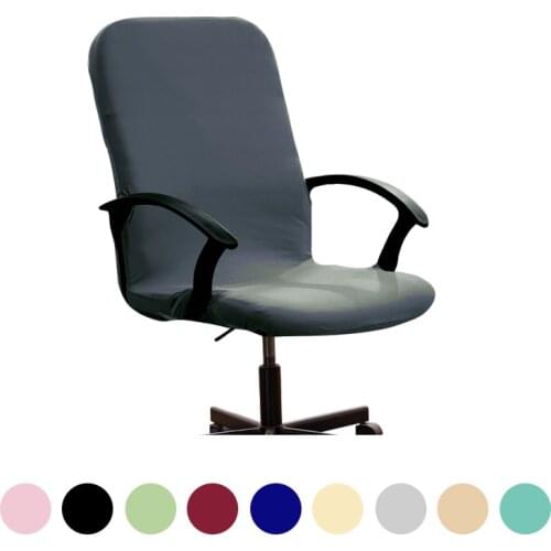 S/M/L Grey Computer Chair Cover Anti-dirty Solid Color Elastic Stretch Office Lift Chair Cover Slipcovers, 1 PC