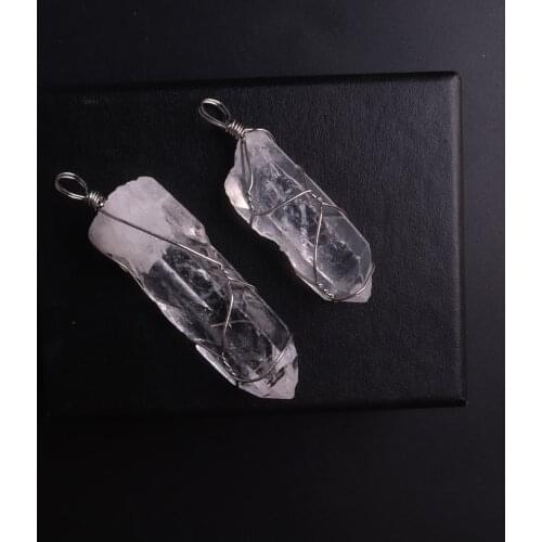 12PCS Bulk Pure White Clear Crystal Pillar Pendants Natural Stone Necklace Pendant Orgone Energy Amulet Pendulum Jewelry Making