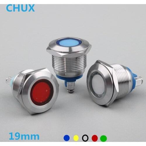 19mm LED Metal Indicator Light welding feet screw feet 3v 5V 6V 12V 24V 48V 110V 220v Colorful Switch waterproof Signal Lamp