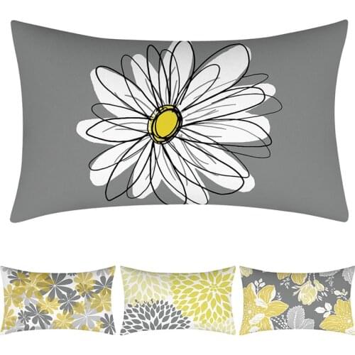 30x50 Fresh Daisy Flower Cushion Cover Pillowcase Decorative Sofa Cushions Pillowcover Home Decor Yellow Grey Pillow Cases