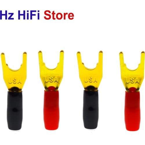 4Pcs HOT NEW Gold Plated Y Type Banana Plug Cable Wire Connector Solderless Fork Y Spade Speaker Plugs Adapter Audio Terminal