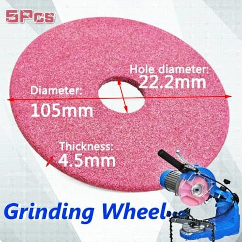 5Pcs 105x4.5mm Pink Non-woven Ceramic Grinding Wheel Disc For Chainsaw Sharpener Grinder 3/8" & 404 Chain