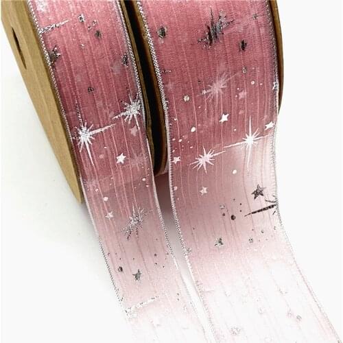 5Yards 25/40mm Starlight Dotted Tulle Glitter Ribbon Organza Mesh Fabric Belt DIY Craft Accessories Hair Clip Bow Accessories#06