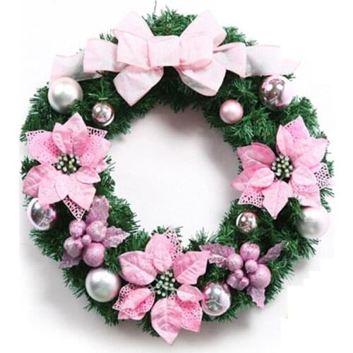 50cm Luxury Pink Christmas Wreath Fashion Christmas Ornament Door Decoration Enfeite De Natal Pink Door Ornament Wreaths
